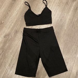 Top crop and biker shorts